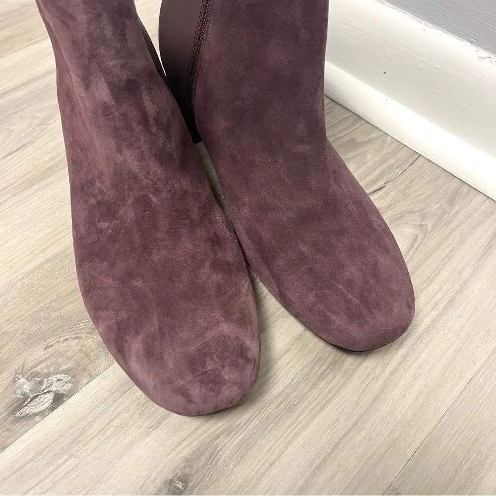 Women's Suede Ankle Boots in Plum - Picture 2 of 8